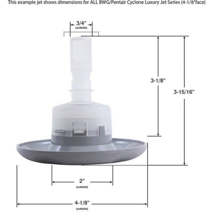 Jet Intl, BWG Cyclone Lux, 4-1/8"fd, Roto, Txt Scal, Gray