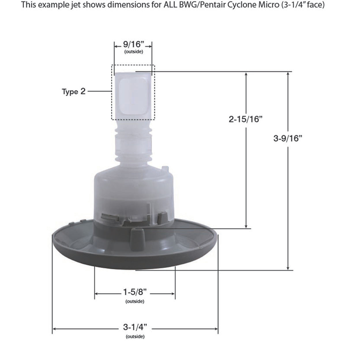 Jet Intl, BWG Cyclone Micro, 3-1/4"fd, Dir, Smth, Silver