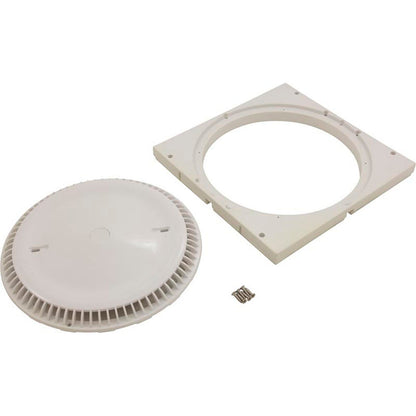 Main Drain Grate, Afras, 12" x 12" Square, w/ SS Screws, White