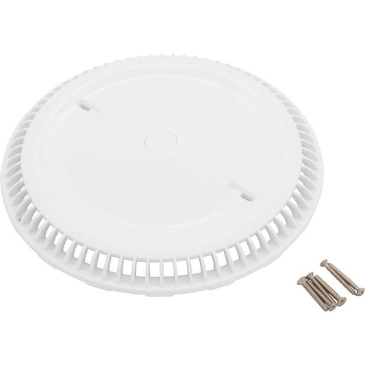 Main Drain Grate, Afras, 11-1/8" dia, w/Screws, White