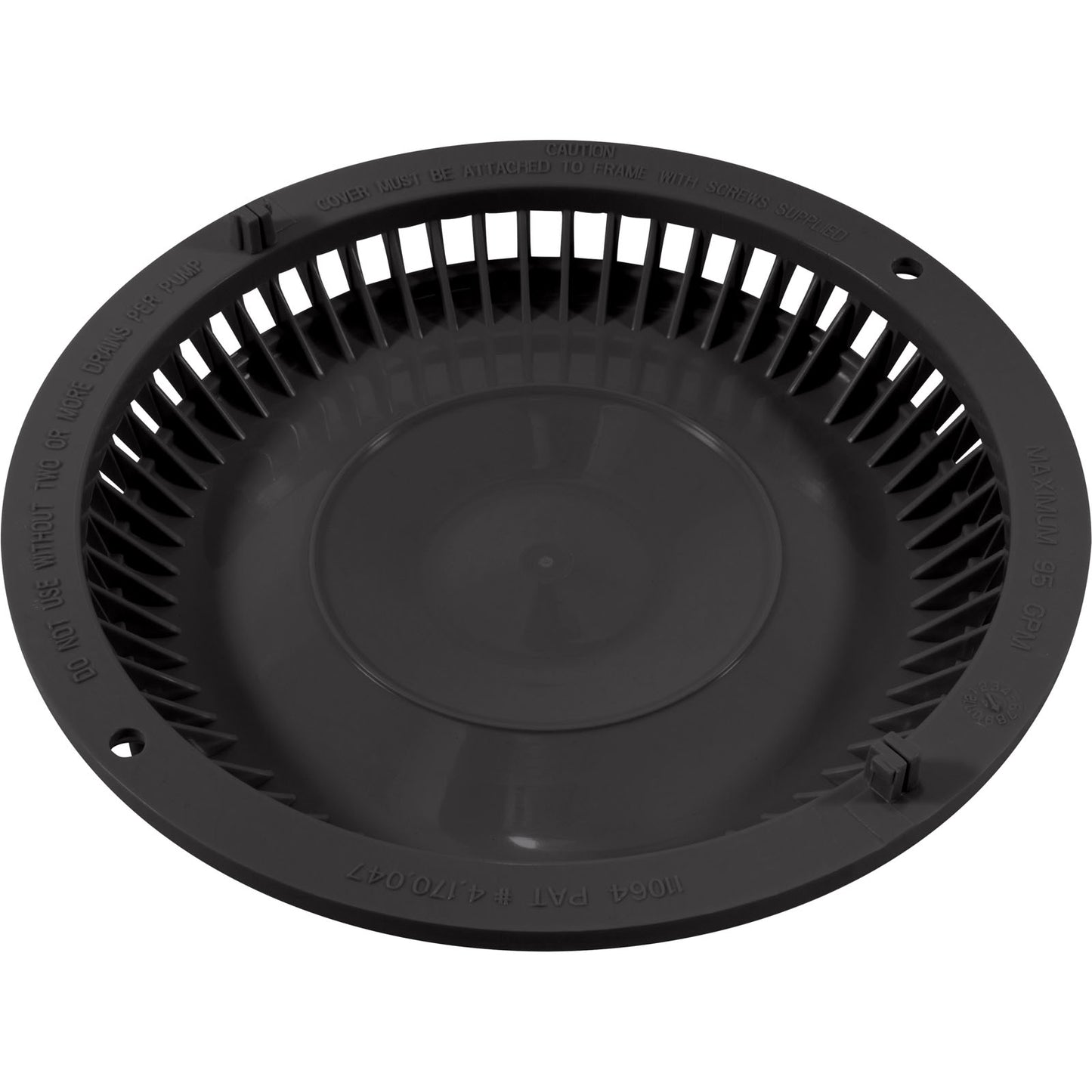 Main Drain Cover, Afras, Anti Vortex, Dark Gray, w/Screws