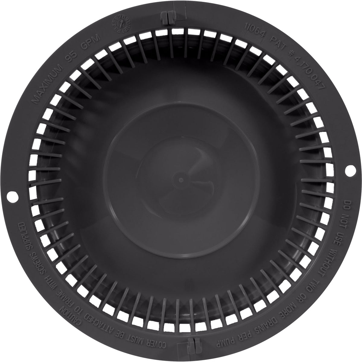 Main Drain Cover, Afras, Anti Vortex, Dark Gray, w/Screws