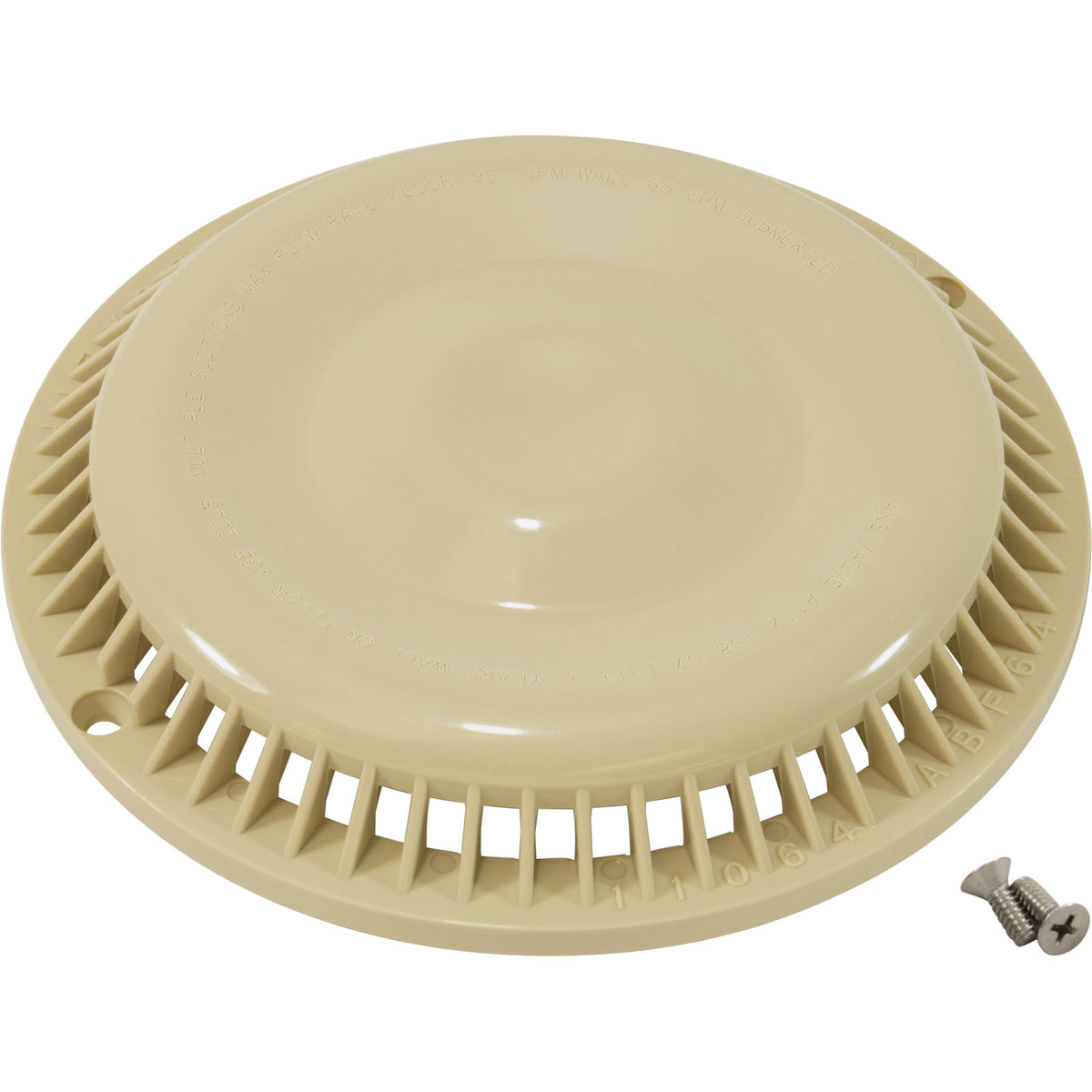11064TAN Main Drain Cover, Afras, Anti Vortex, Tan, w/ Screws