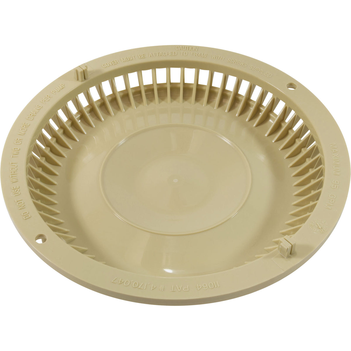 11064TAN Main Drain Cover, Afras, Anti Vortex, Tan, w/ Screws