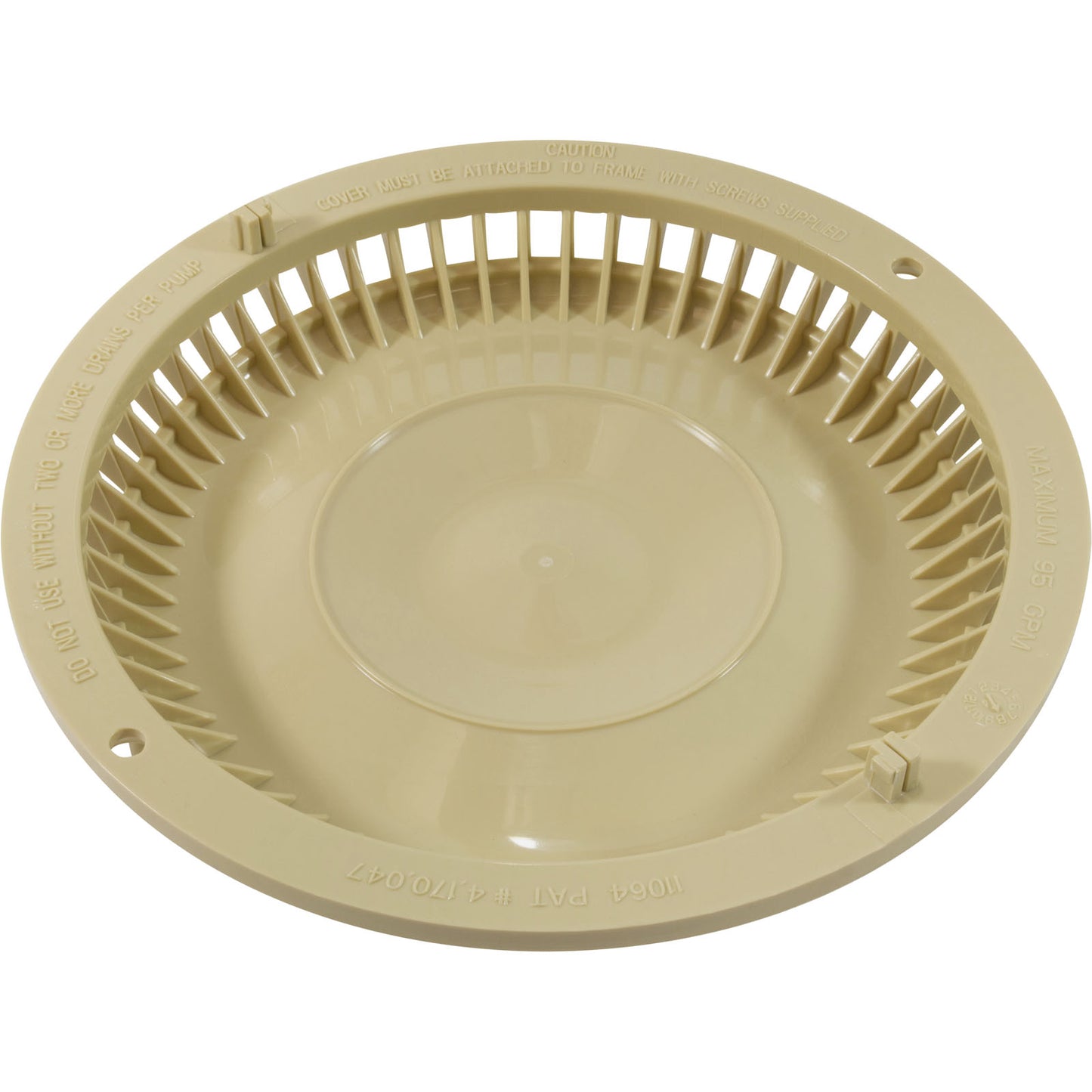 11064TAN Main Drain Cover, Afras, Anti Vortex, Tan, w/ Screws