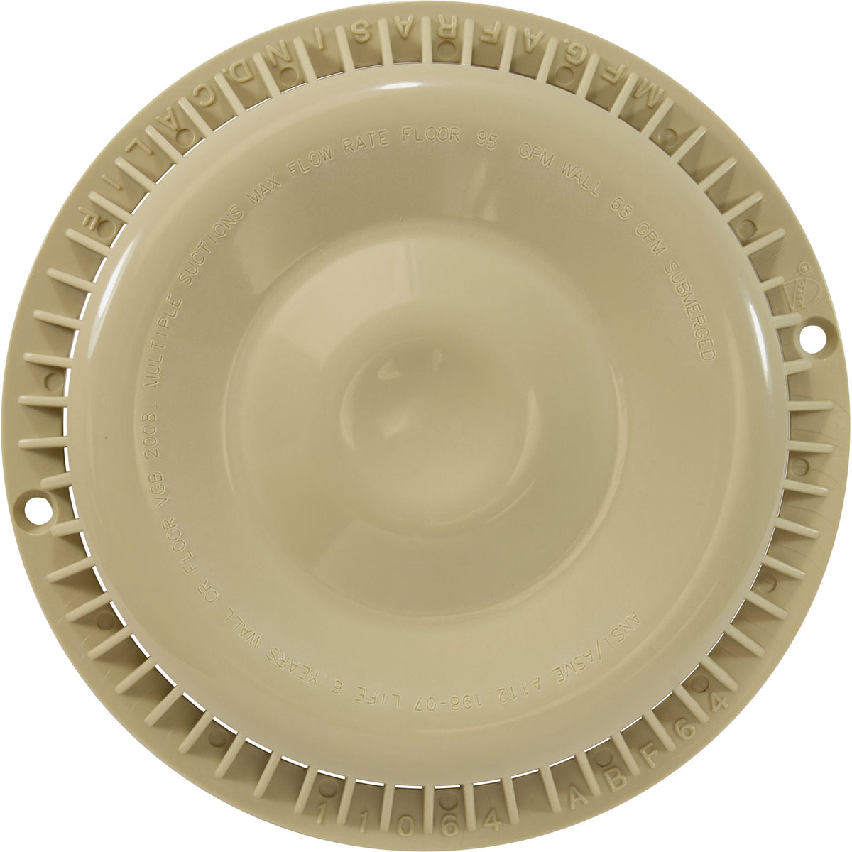 11064TAN Main Drain Cover, Afras, Anti Vortex, Tan, w/ Screws