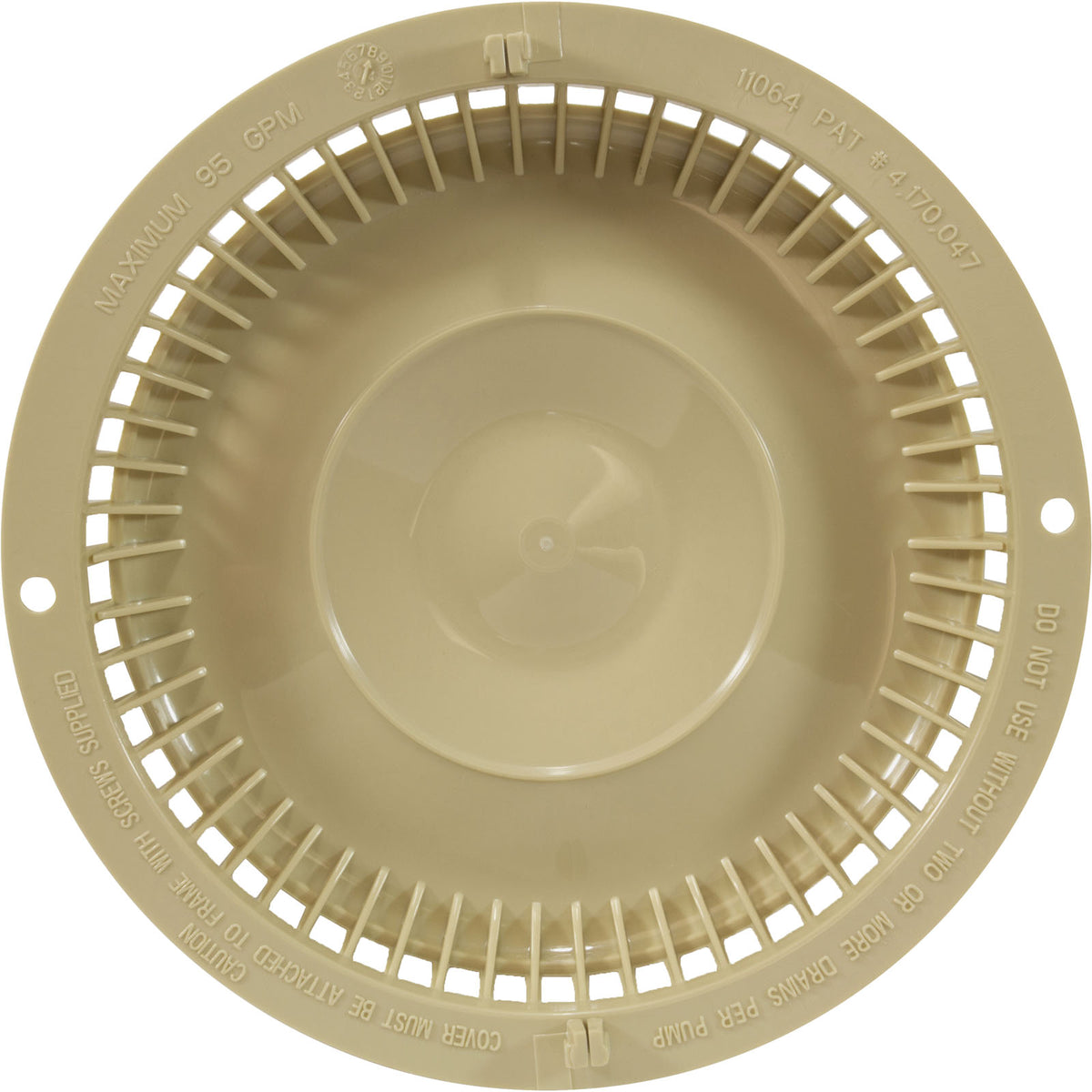 11064TAN Main Drain Cover, Afras, Anti Vortex, Tan, w/ Screws