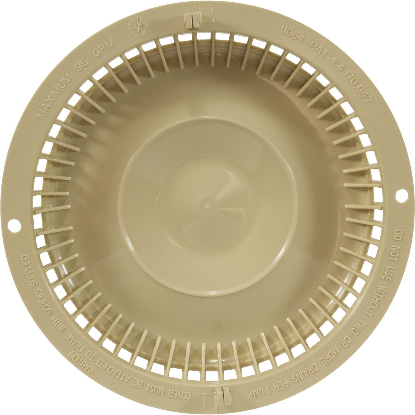 11064TAN Main Drain Cover, Afras, Anti Vortex, Tan, w/ Screws