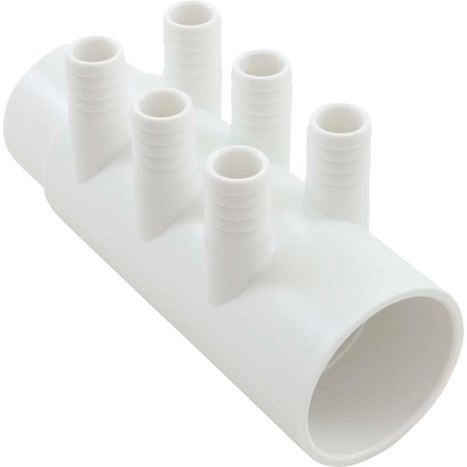 Manifold, 3/4"b, 6 port, Flow Thru, 2"s x 2"spg, w/2 plugs
