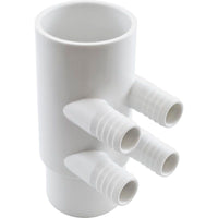 Manifold, 3/4" Barb, 4 port, Flow Thru, 2" Slip x 2" Spigot