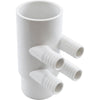 Manifold, 3/4" Barb, 4 port, Flow Thru, 2" Slip x 2" Spigot