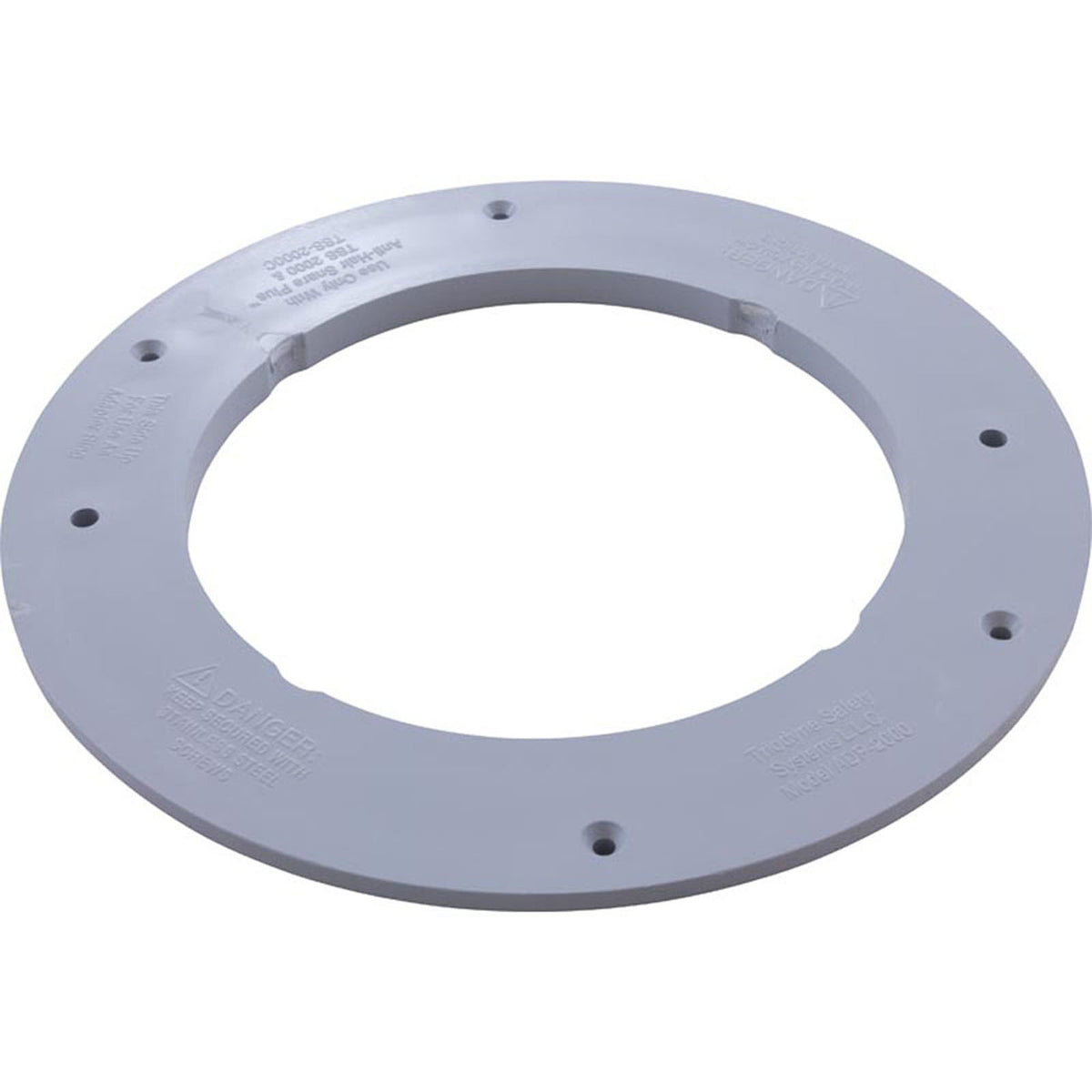 Main Drain Frame, Anti-Hair Snare, 8" Round, w/Adapter, Gry