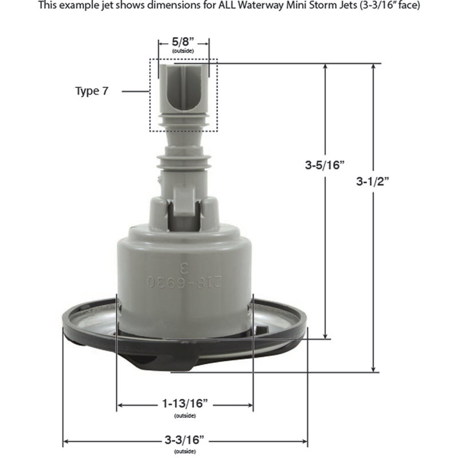 Jet Intl, WW Mini Storm, Swirl, 3-1/4"fd, Dir, SS/Gry