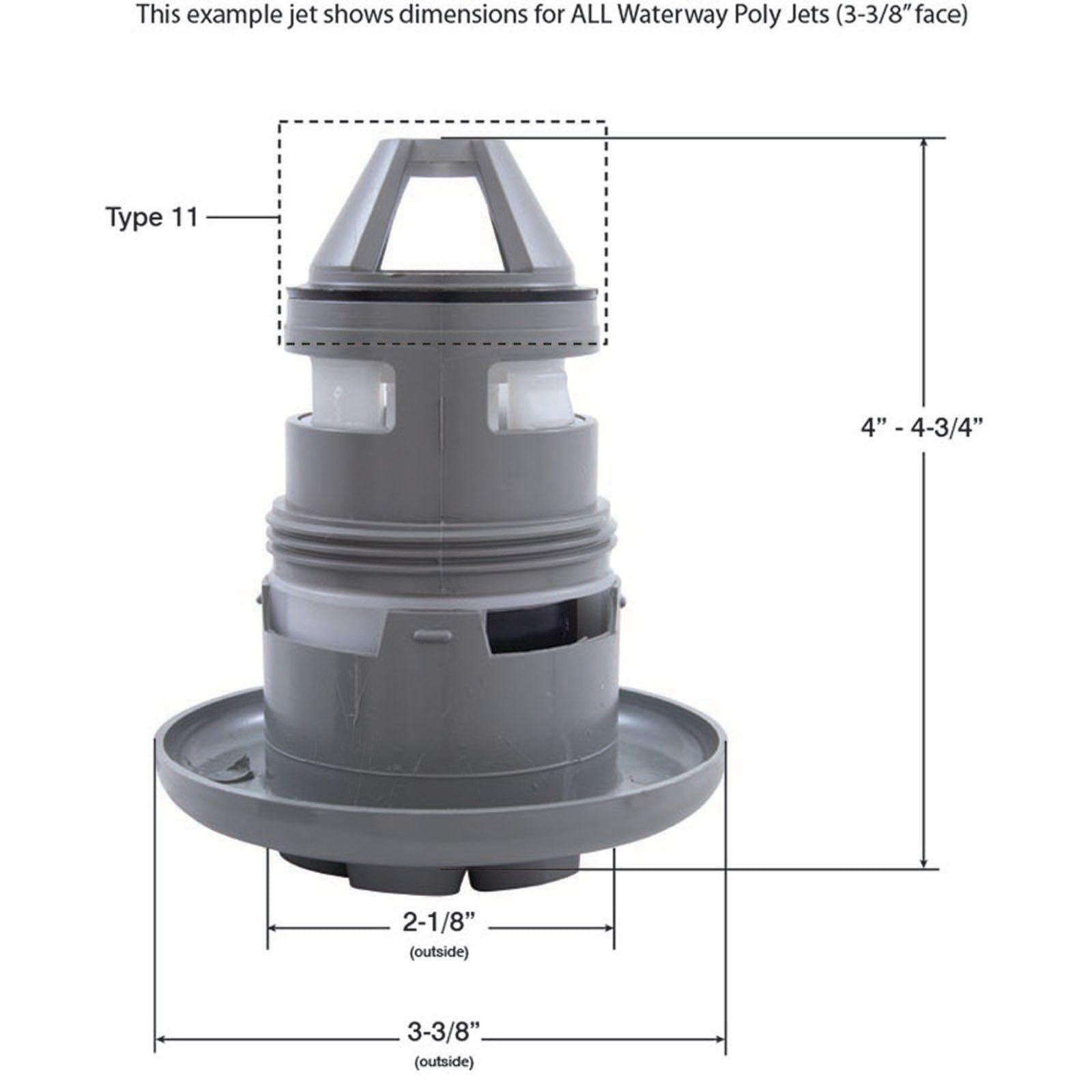 Jet Intl, WW Poly Jet, 3-3/8"fd, Massage, Dlx Scal, White