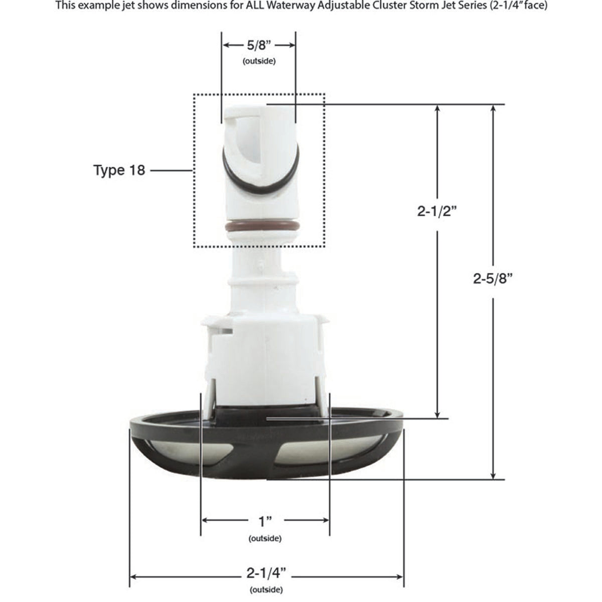 Jet Intl, WW Cluster Storm, Swirl, 2-1/4"fd, Dir, SS/Blk