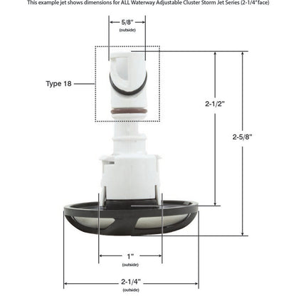 Jet Intl, WW Cluster Storm, remolino, 2-1/4" fd, dir, SS/Blk