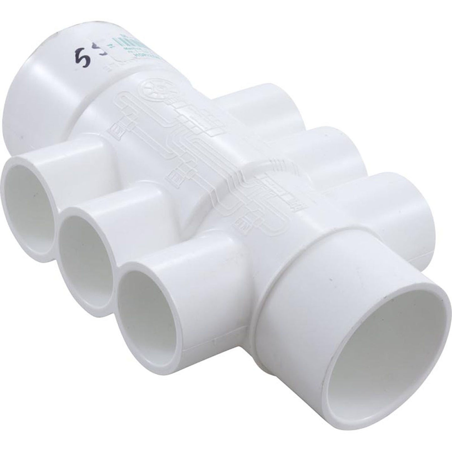 Colector, 1", 6 puertos, flujo continuo, 1-1/2"/2" spg x 2"