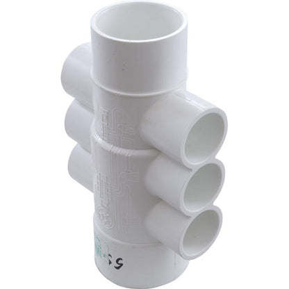 Colector, 1", 6 puertos, flujo continuo, 1-1/2"/2" spg x 2"