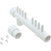 Manifold, Tee, 1"s x 1"spg x 1"s, (8) 3/8"sb, w/ plugs