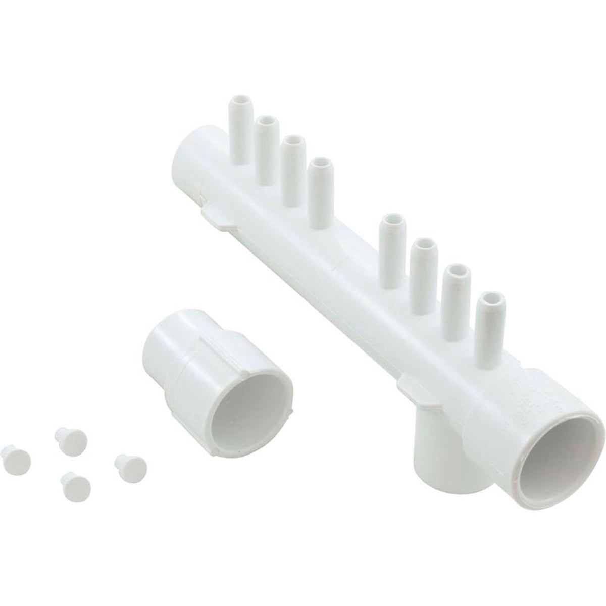 Manifold, Tee, 1"s x 1"spg x 1"s, (8) 3/8"sb, w/ plugs