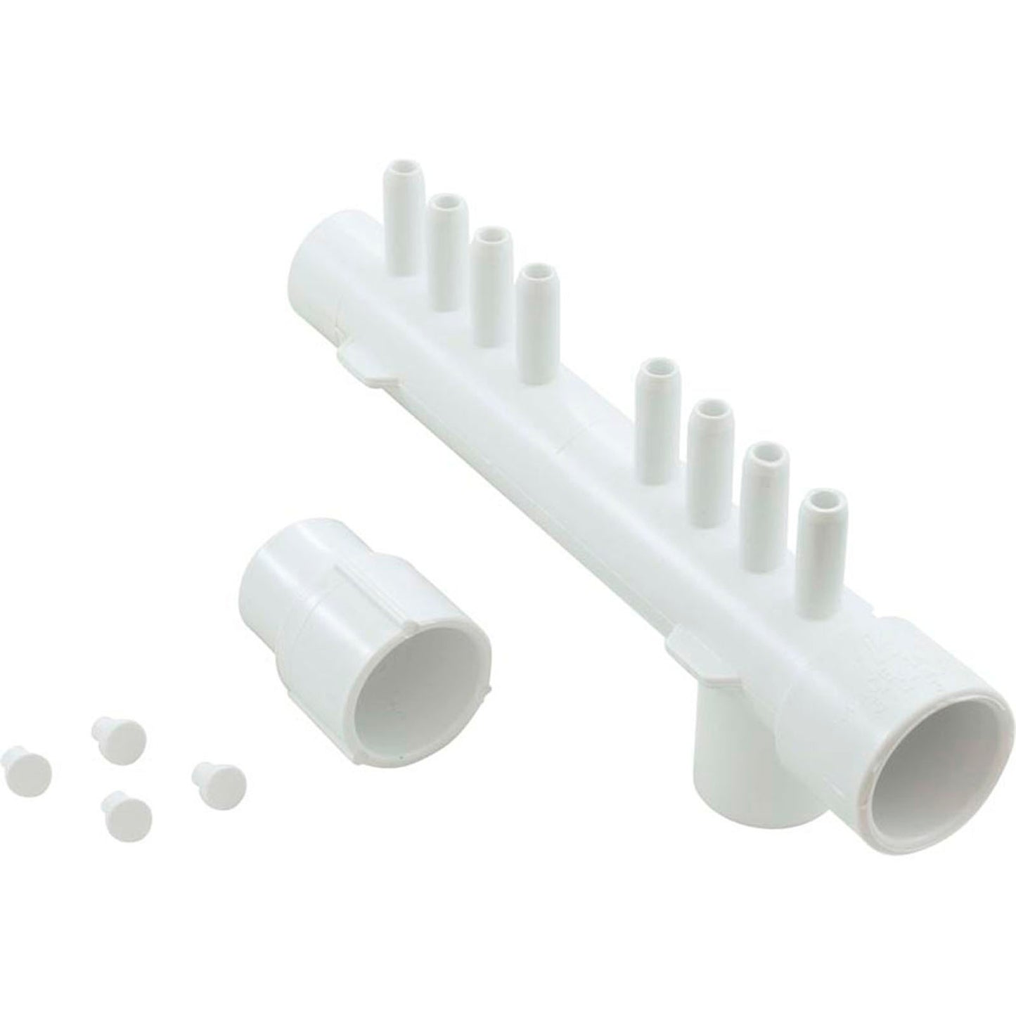 Manifold, Tee, 1"s x 1"spg x 1"s, (8) 3/8"sb, w/ plugs