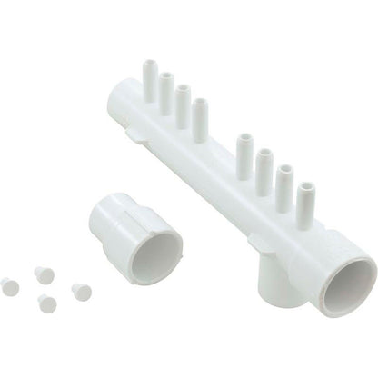 Manifold, Tee, 1"s x 1"spg x 1"s, (8) 3/8"sb, w/ plugs