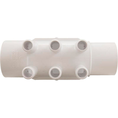 Colector, espiga lisa de 3/4", 6 puertos, conexión de 2" x espiga de 2"