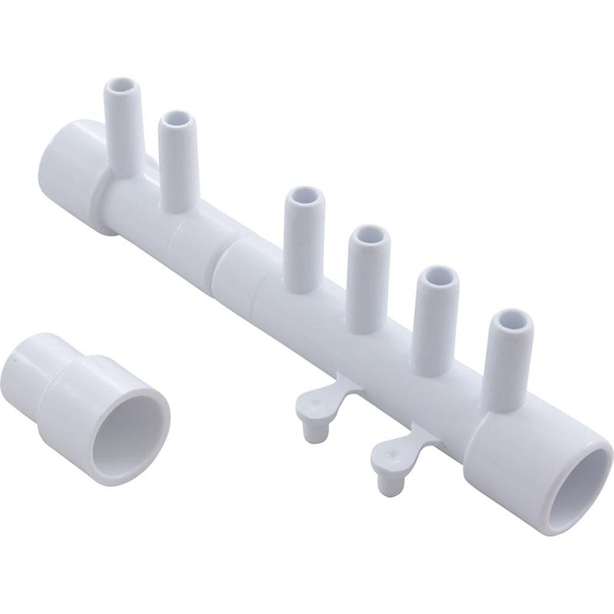 Manifold, 3/8"b, 6 Port, Flow Thru, 1/2"s x 1"spg