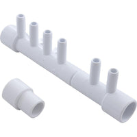 Manifold, 3/8"b, 6 Port, Flow Thru, 1/2"s x 1"spg