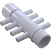 Manifold, 3/8" Barb, 8 Port, Flow Thru, 1" Slip x 1" Spigot