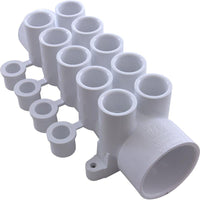 Manifold, 1/2"s, 10 Port, Flow Thru, 1-1/2"s x 1-1/2"spg, w/Plug