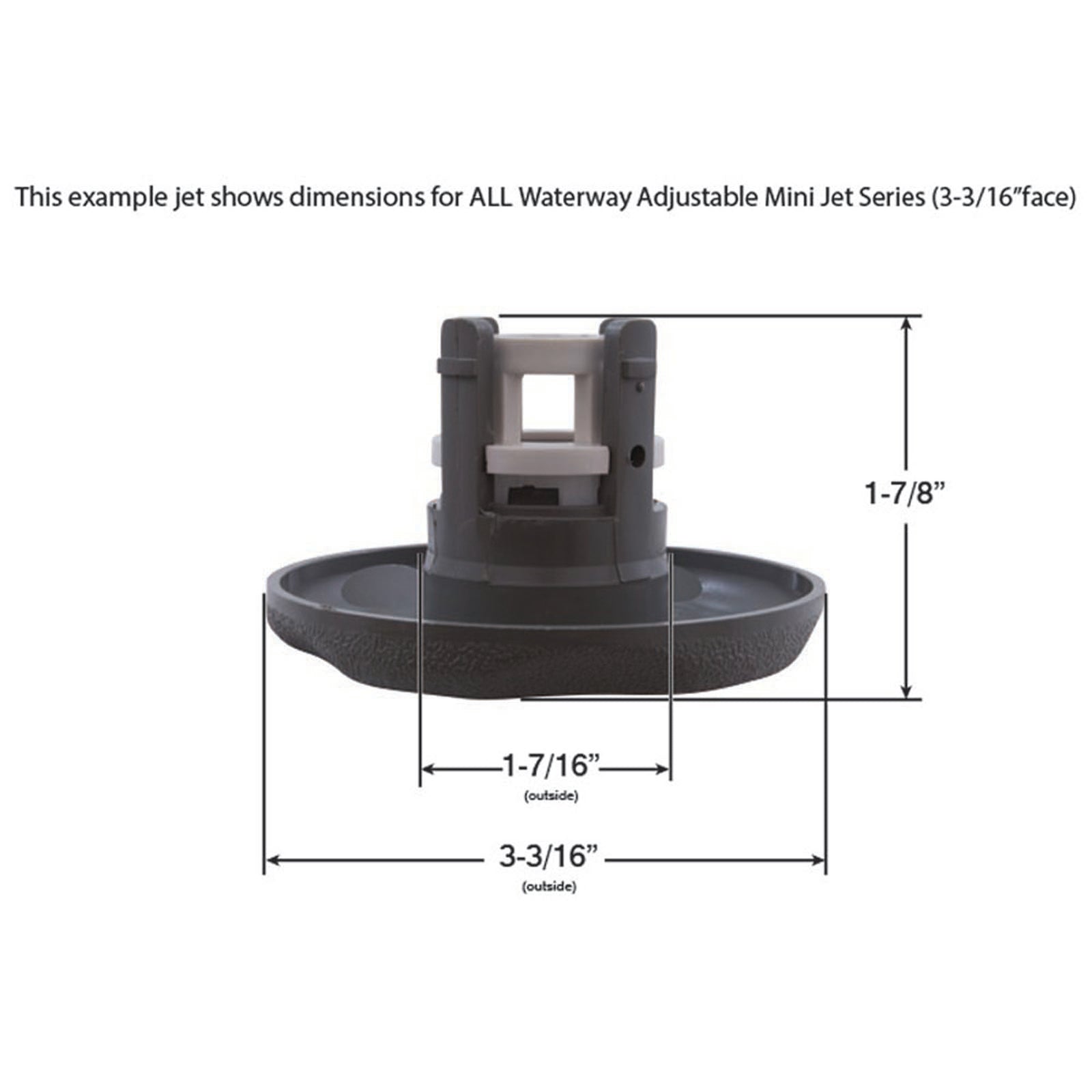 Jet Intl, WW Mini, 3-3/16"fd, Dir, Textured Scal, Gry