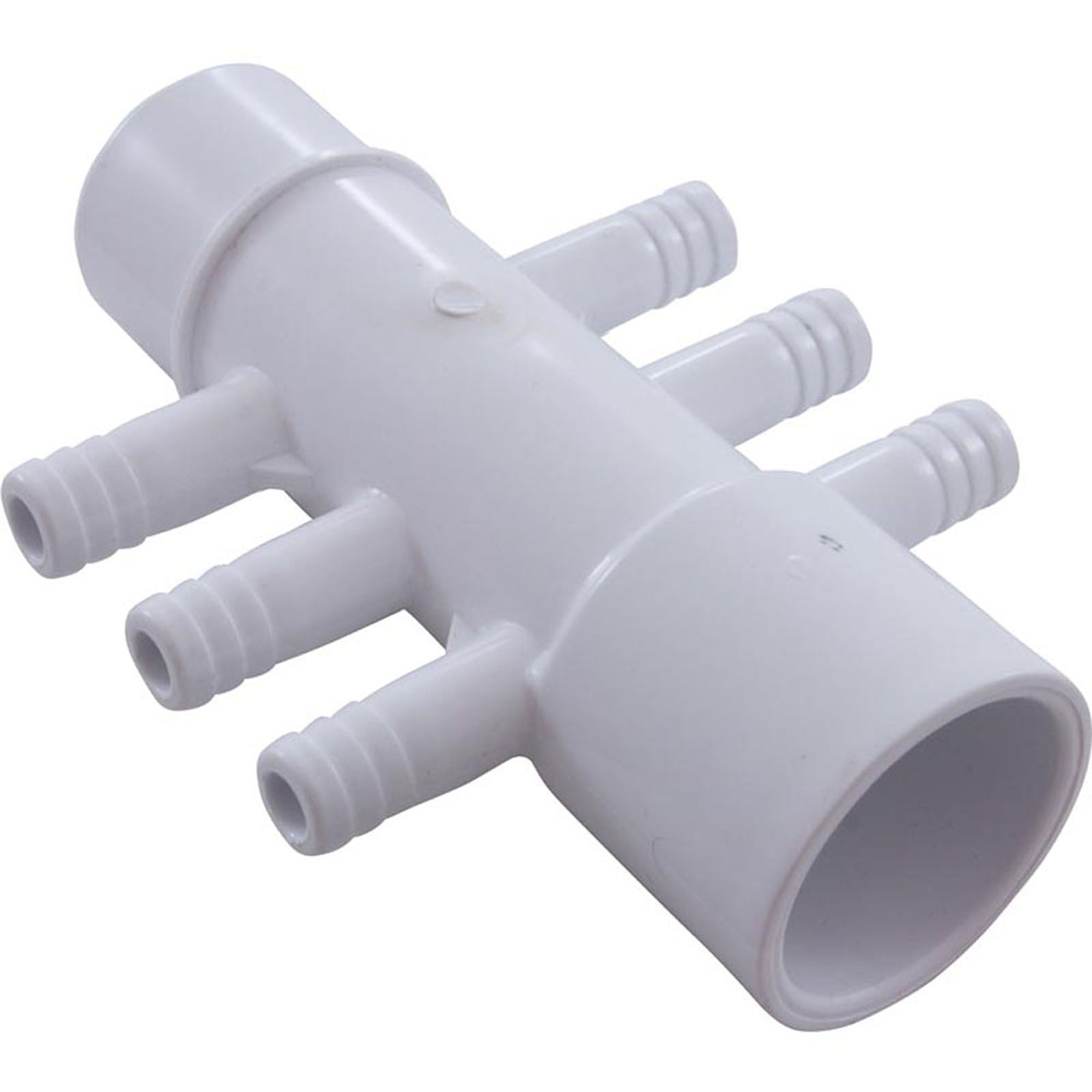 Manifold, 3/8" Barb, 6 Port, Flow Thru, 1" Slip x 1" Spigot