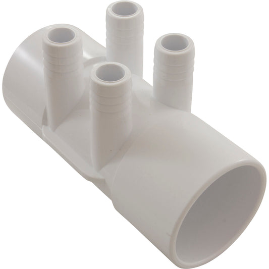 Manifold, 3/4" Barb, 4 Port, Flow Thru, 2" Slip x 2" Slip