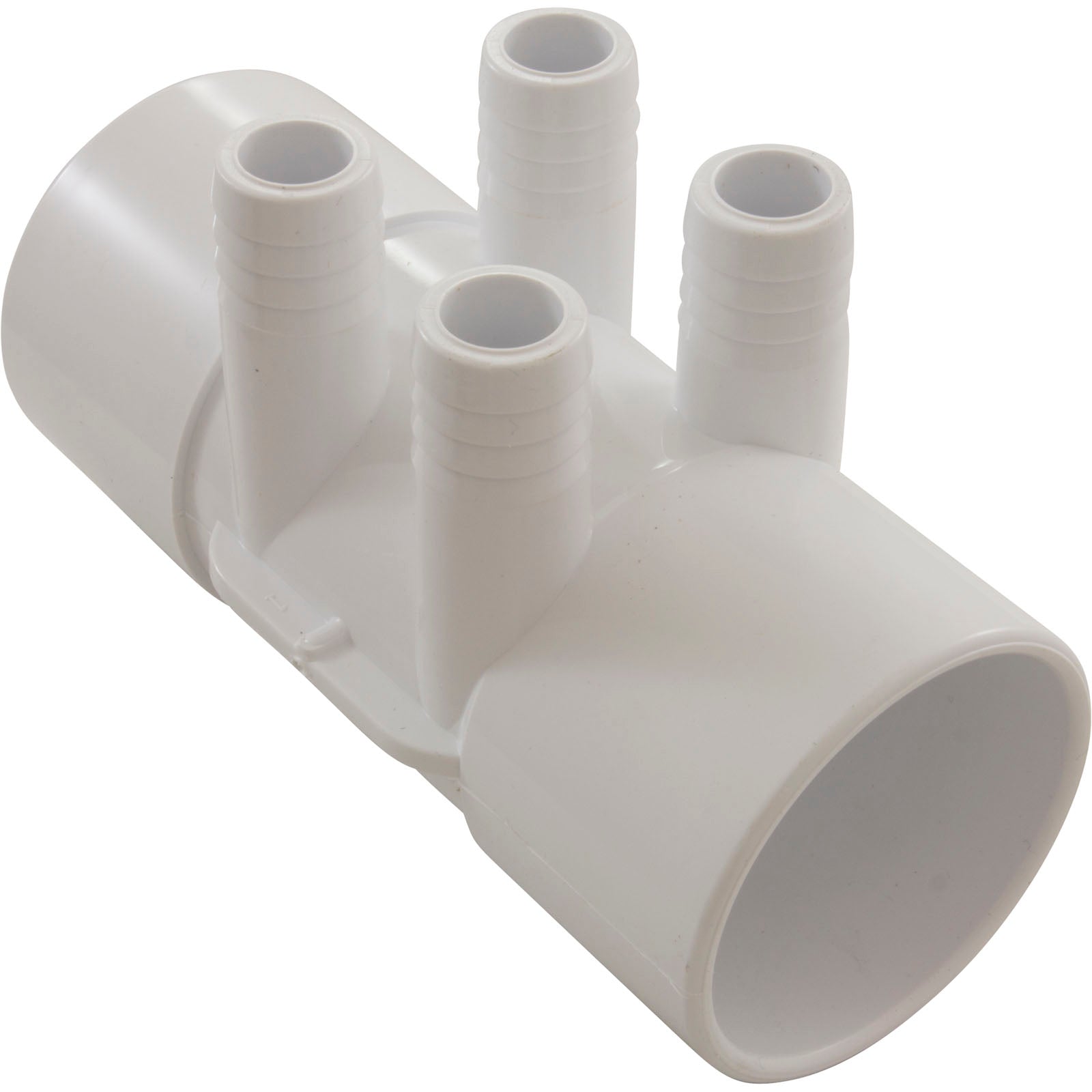 Manifold, 3/4" Barb, 4 Port, Flow Thru, 2" Slip x 2" Slip