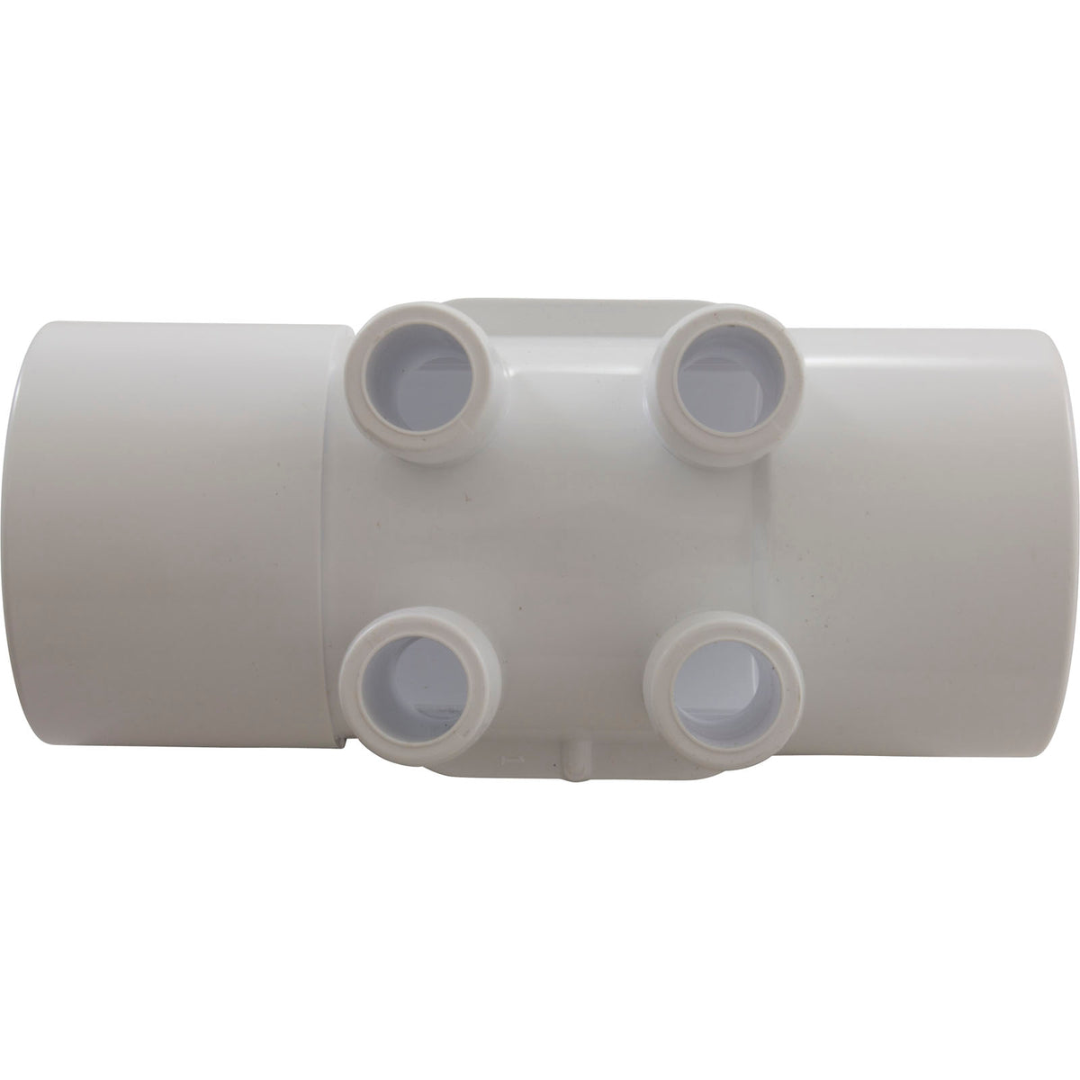 Manifold, 3/4" Barb, 4 Port, Flow Thru, 2" Slip x 2" Slip