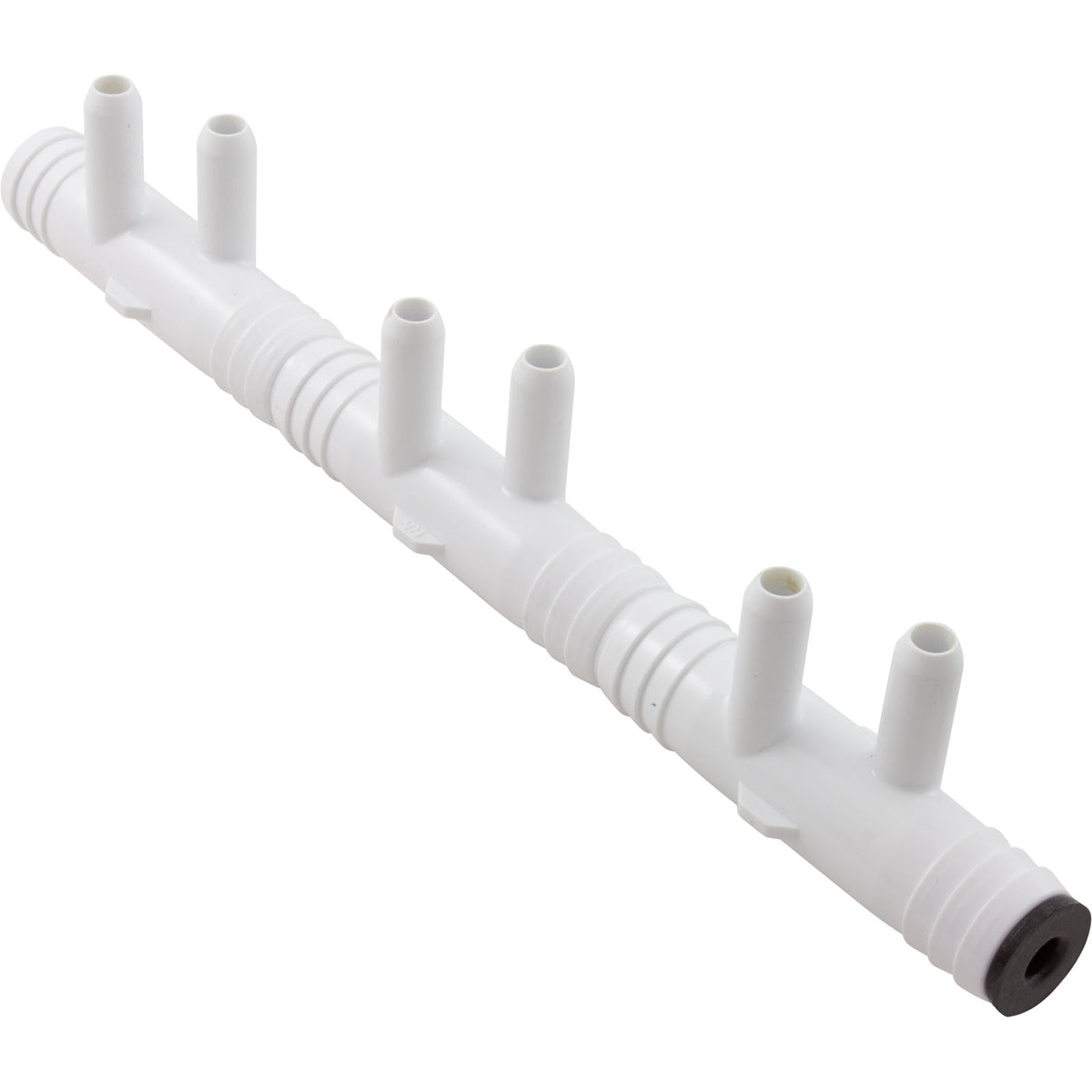 Manifold, 3/8"sb, 6 Port, Flow Thru, 3/4"b x 3/4"b