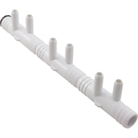 Manifold, 3/8"sb, 6 Port, Flow Thru, 3/4"b x 3/4"b