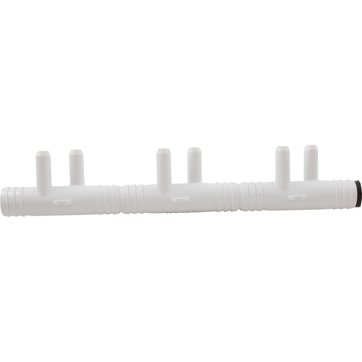 Manifold, 3/8"sb, 6 Port, Flow Thru, 3/4"b x 3/4"b