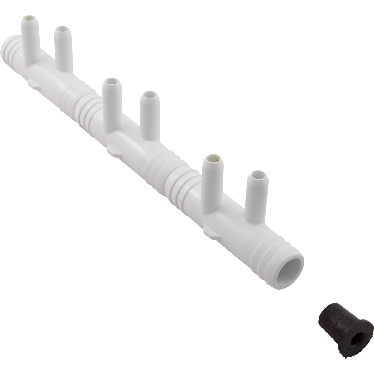 Manifold, 3/8"sb, 6 Port, Flow Thru, 3/4"b x 3/4"b