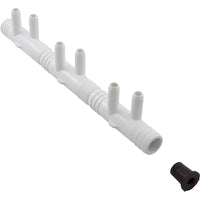 Manifold, 3/8"sb, 6 Port, Flow Thru, 3/4"b x 3/4"b