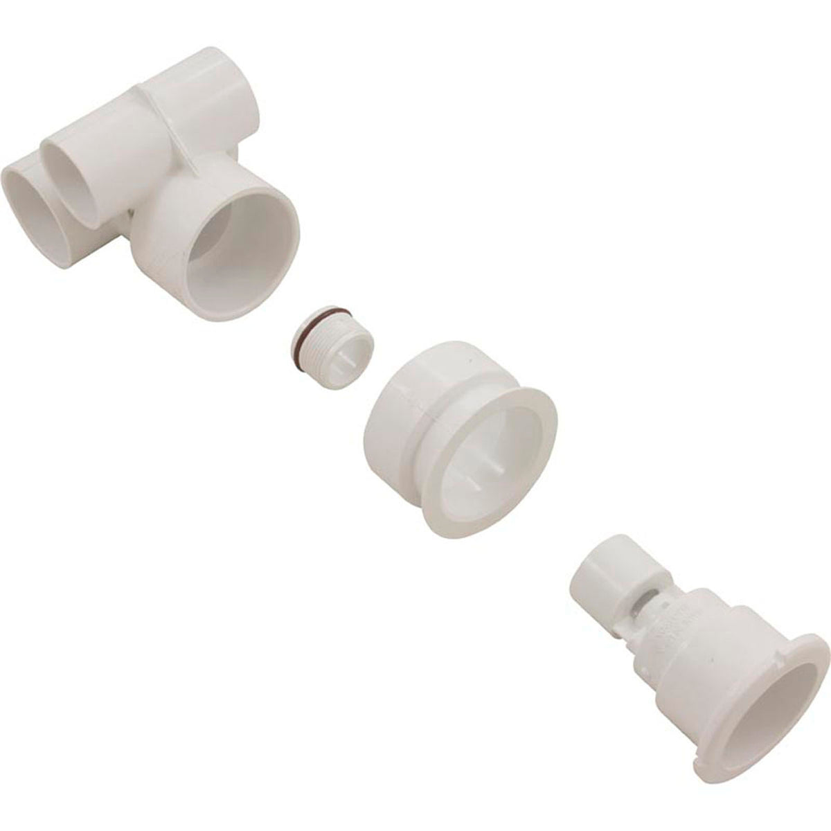 Jet Body Assembly, WW Poly Storm Gunite, a1-1/2"s, w2"s, Tee, Wht, Thd