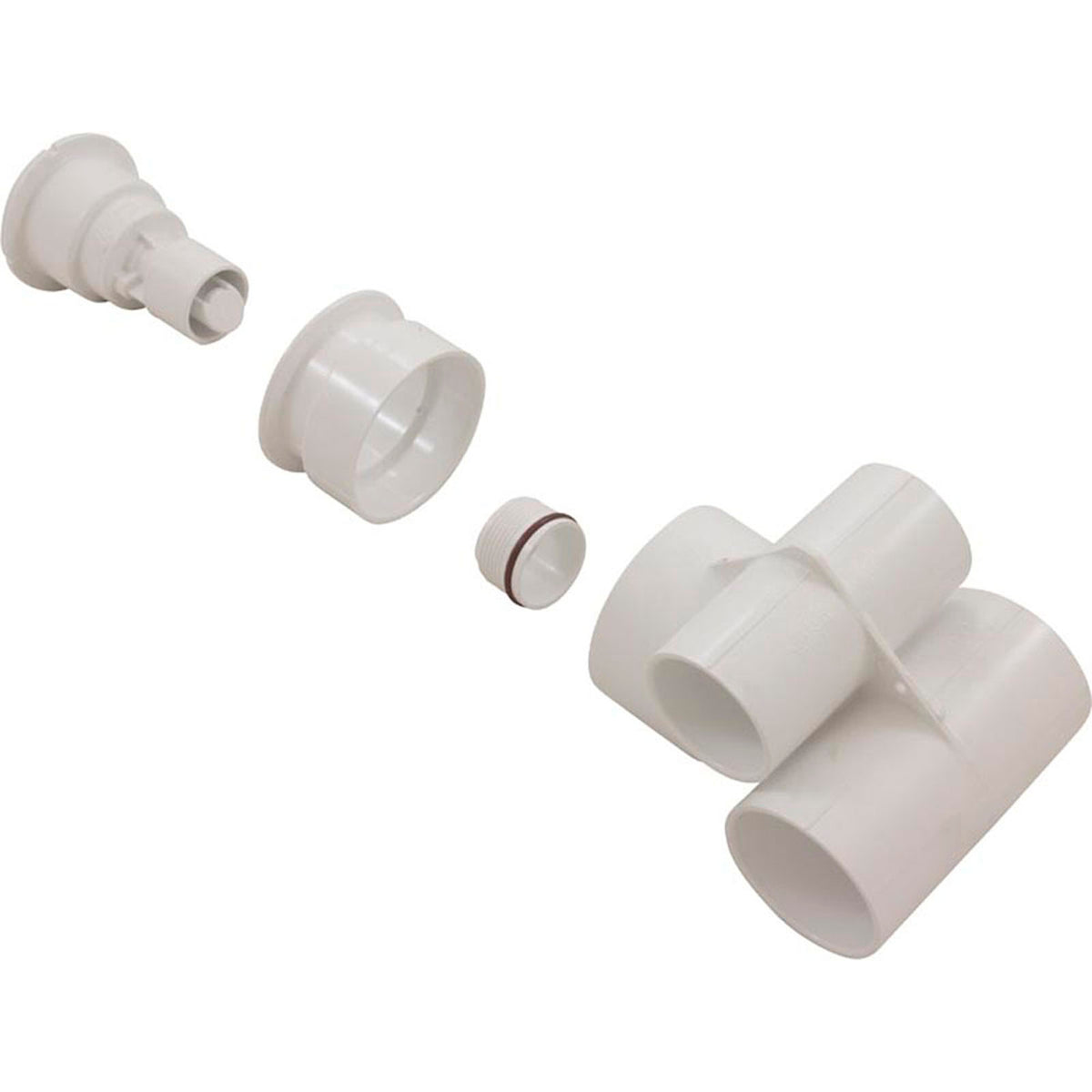 Jet Body Assembly, WW Poly Storm Gunite, a1-1/2"s, w2"s, Tee, Wht, Thd