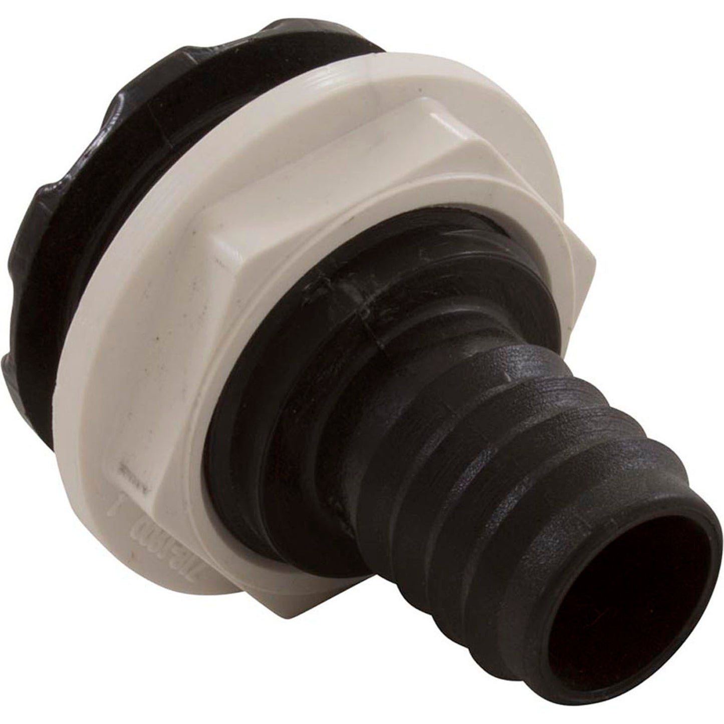 Bulkhead Fitting, Waterway, 3/4" Barb, Swirl, Black
