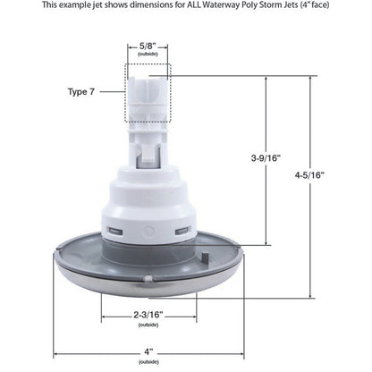 Jet Intl, WW Poly Storm, 4"fd, Massage, Txt Scal, Gry