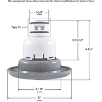 Jet Intl, WW Whirlpool, 5"fd, Dir, Smth, SS/Gry, Non-Adjustable