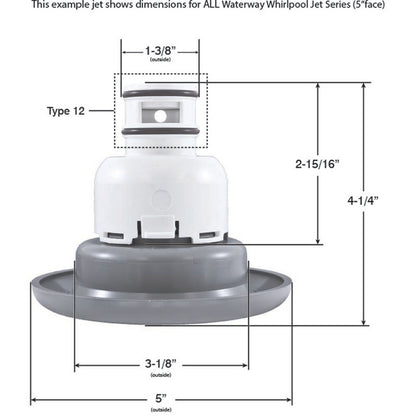 Jet Intl, WW Whirlpool, 5" fd, Dir, Smth, SS/Gry, No ajustable