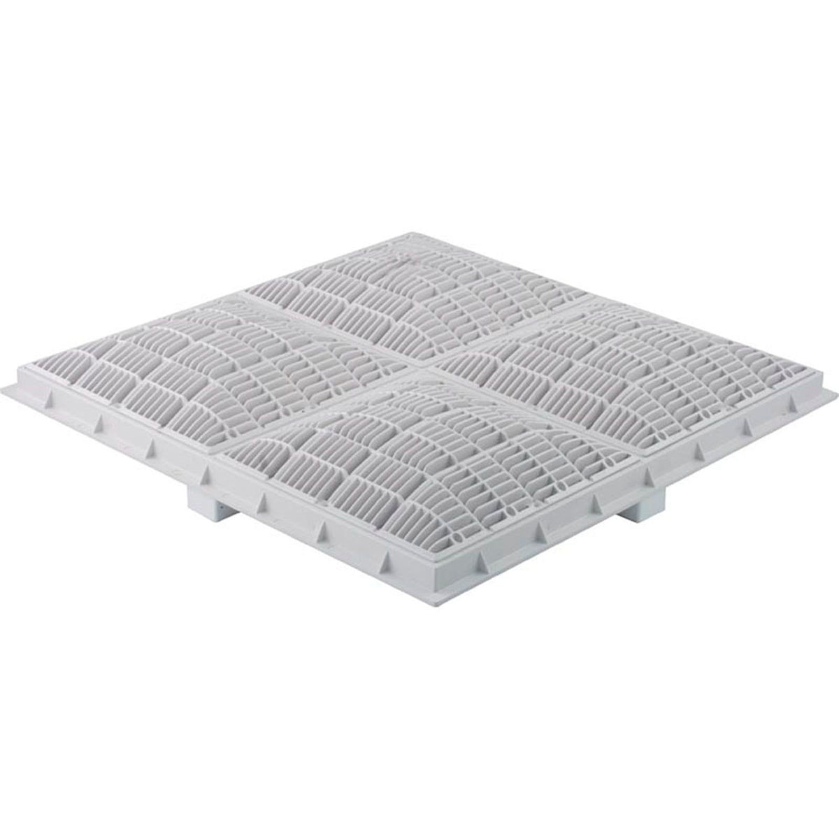 Main Drain Grate, Waterway, 24" x 24" Square, w/Frame, White