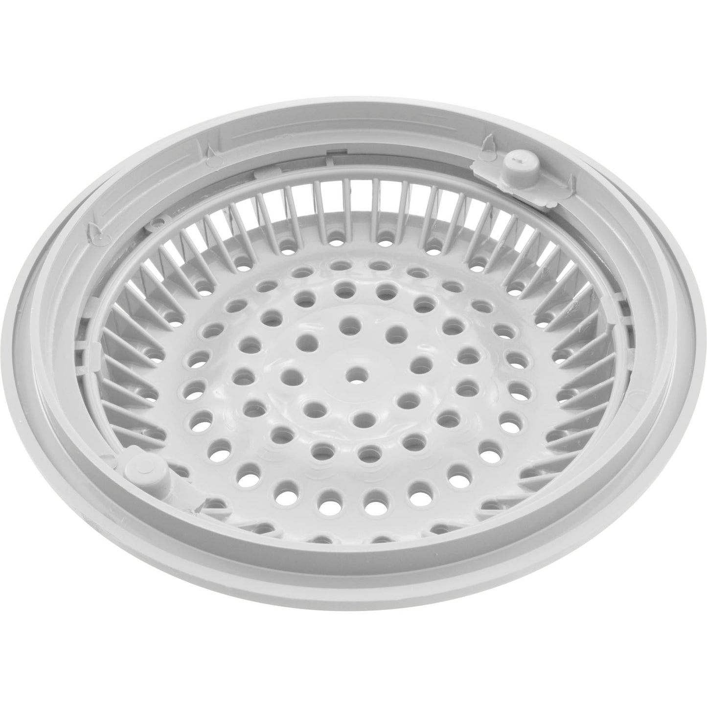 Main Drain Grate, WW Anti Vortex, 8" Rnd, w/Collar, White