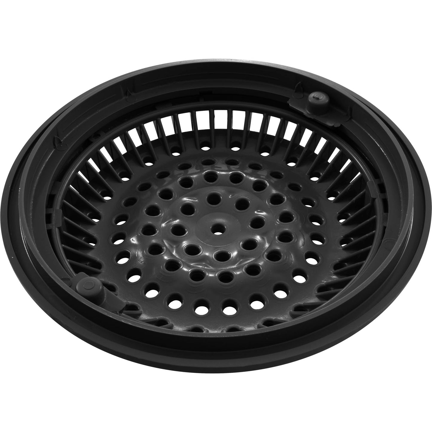 Main Drain Grate, WW Anti Vortex, 8" Rnd, w/Collar, Black